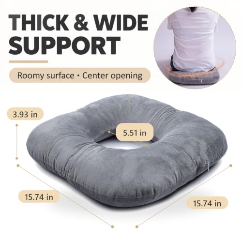 Hshbxd Donut Pillow, Tailbone Cushion for Wheelchair, Office and Travel - color: New Grey