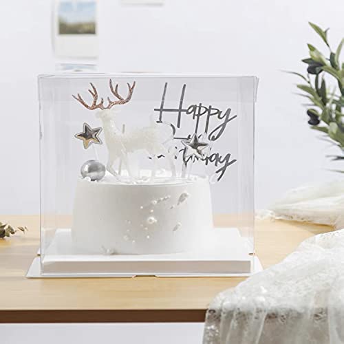 XININSUN 6Pcs clear cake Box with Ribbon, 8 X 8 X 9inch tall cake box,8inch Bakery Take Out Transport Containers Clear Gift Boxes for Wedding, Birthday, Party - color: white-8x8x9inch-6Pcs