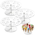 3 PCS Acrylic Ice Cream Cone Holder, 16 Holes Cupcake Display Stand, Clear Food Grade Display Rack for Sushi, Popcorn, Parties & Events