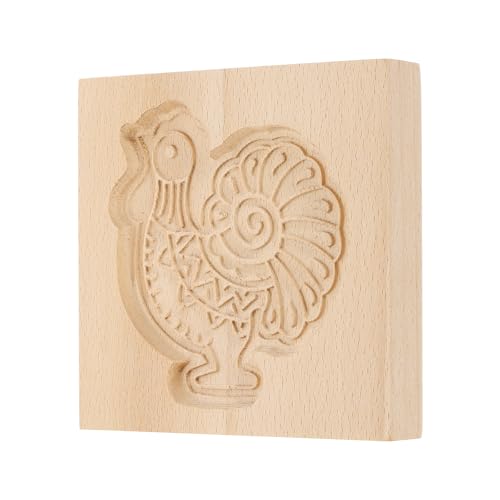 uxcell Cookie Stamp Wooden Cookie Cutter Baking Tools Rooster