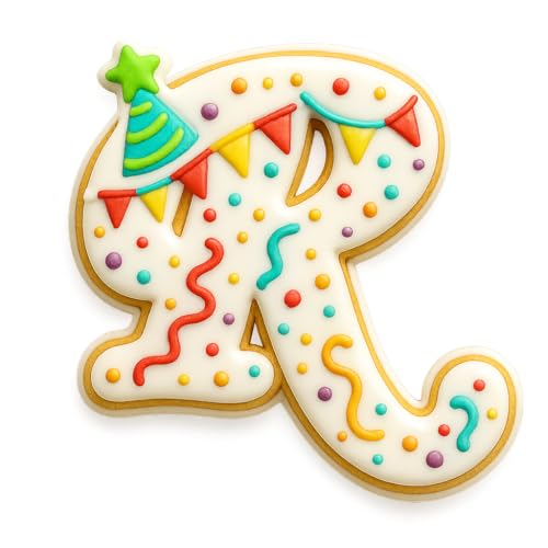 Mighty Gadget Fancy Cursive Letter A to Z Cookie Cutter - 4" Tall Alphabet Baking Mold (Random Color) (R) - color: R
