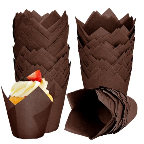 120pcs Tulip Cupcake Liners for Baking Cups, Premium Muffin Liners Holders - color: Coffee