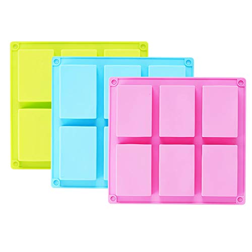 TDHDIKE 3 Pack Silicone Soap Molds 6 Cavities (Blue/Pink/Green) - color: Blue & Pink & Green