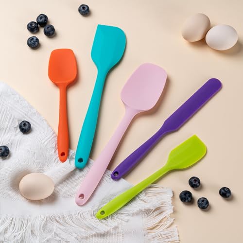 Silicone Spatula Set,5 Piece Food Grade Rubber Spatulas,Macaron Blue - color: Macaron blue