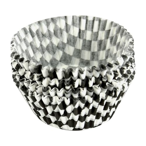 Black Checkered Cupcake Liners,100Pcs Baking Cups for Party Decorations