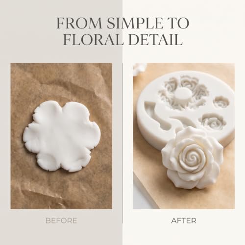 White Dessert Mold Food Grade Mini Rose Flower Teapot Mold Durable, Fondant and Gum Paste Molds,Candy Making Supplies