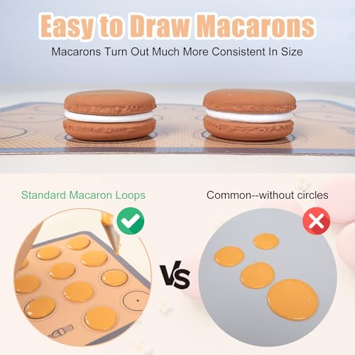 Silicone Baking Mat Macaron Set of 3-2 Half Sheet Liners 1 Quarter Sheet - color: Gray, size: 16.5x11.6