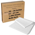 Industrial Grade 24x24 Parchment Paper - 1200 Bulk Sheets - color: White, size: 24"x24" (61x61cm) - 1200 sheets