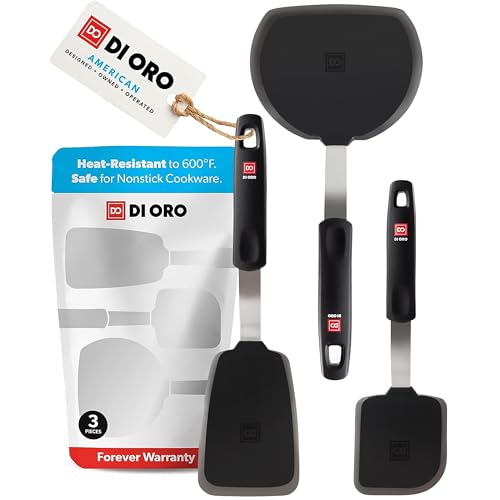 DI ORO Silicone Turner Spatula Set - 600F Heat Resistant, 3-Pc - size: Everday Set
