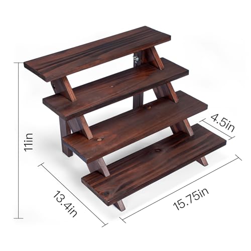 DAOYOUSKY Wooden Rustic Cupcake Stand for 24 Cupcakes, Stepped Wood Display Stand for Weddings, Tiered Party Table Display Riser for Food , Dessert, Cookie, Decor, Craft Show, Brown - color: Brown - 1Pcs