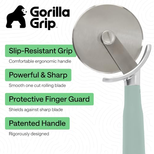 GORILLA GRIP Patented Stainless Steel Large Pizza Cutter Wheel, Mint - color: Mint
