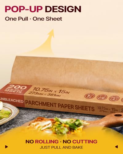 Katbite Pop-Up Parchment Paper Sheets, 10 x 15 Inch, 200 Count - size: 10x15 inch
