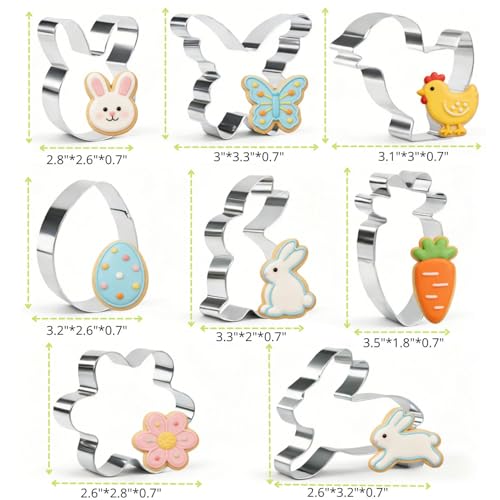 Easter Cookie Cutter Set, 8-Piece Stainless Steel Baking Cutters