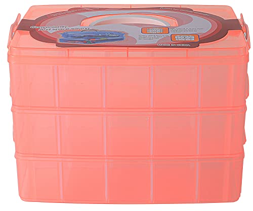 Sooyee 3-Tier Craft Storage Organizer with Dividers, Orange - color: Orange, size: 3 Tier