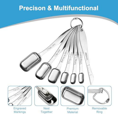 17-Pc Stainless Steel Measuring Cups and Spoons Set, Stackable - color: 17 Piece