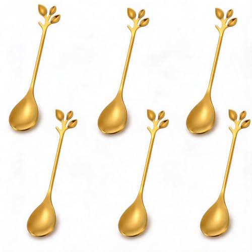 6-Piece Gold Coffee Spoons, 4.72-Inch Mini Espresso Spoons