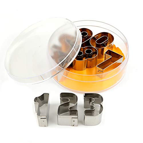 O'Creme Numbers Cookie Cutters Stainless Steel Nine-Piece Set 1-1/2 Inch Each - style: Numbers1.5