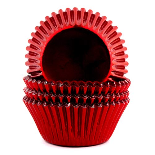Foil Cupcake Liners Standard Christmas Baking Cups 100 Pcs (Red) - color: Red