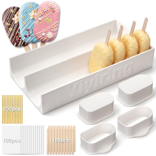 2 Sets 3'' Cakesicle Cutter with 9'' Dual-slot Tray Cake Mold Set - color: White, size: 3in, style: Dual-slot