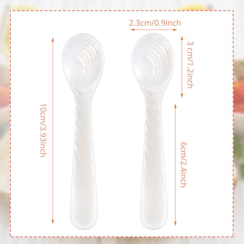 Patelai 2 Pieces Mother of Pearl Caviar Spoons Round Handle, 10cm/3.93 Inch - size: 3.93 inches