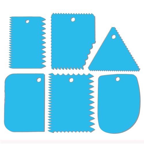 Cake Scraper, 6 Pcs Cake Smoother Scraper, Dough Scraper Blue - color: Blue
