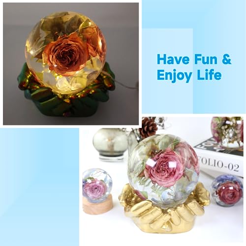 Sphere Resin Molds, 2 Pcs One-Piece 3D Silicone Globe Molds, Sphere Resin Casting Moulds, Large Ball Shape Epoxy Resin Molds for DIY Sphere Crafts, Flower Keepsakes, Home Decor