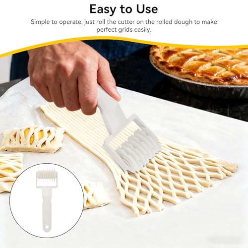 2PCS Lattice Roller Cutter, Reusable ABS Pie Pizza Cookie Dough Roller, Pastry Lattice Blade Tool for Embossing Dough Baking Roller for Bread Pastry Dessert (Fishnet Pattern)