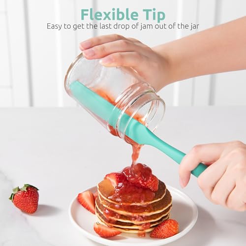 U-Taste Skinny Silicone Jar Spatula Scraper, 10in Sourdough Tool, Aqua Sky - color: Aqua Sky, size: 9.72 in