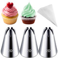 Hendiy 3pcs 2D Cake Piping Tips with 20 Piping Bags