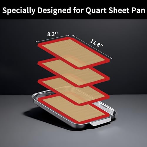 Small Silicone Baking Mats, Set of 4,11-4/5x8-1/4 Inch Quarter Sheet Size, Non Stick, BPA Free, 1/4 Baking Sheet Pan Liner for Cookies, Macaron, Bread, Pastry, Toaster (Red) - color: Red