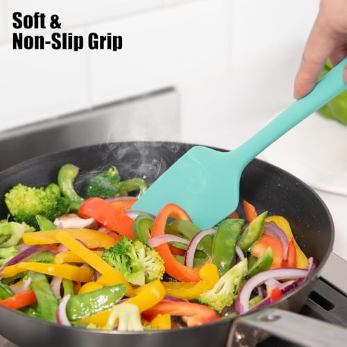 Doosu 600°F Heat Resistant Silicone Large Spatula, 11.4in, Aqua Sky - color: Aqua Sky, size: 11.4in (Flat Spatula)