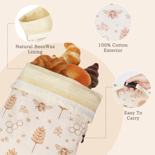 KEKUOU 2-Pack Reusable Beeswax Bread Bags for Homemade Sourdough - color: White