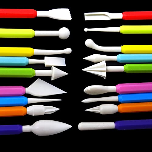 Honbay 9PCS Plastic Fondant Sculpture Pen Knife Tools Cake Decorating Hand Tools Pottery Sculpting Modeling Tools for Cake Flower Sculpture Pottery