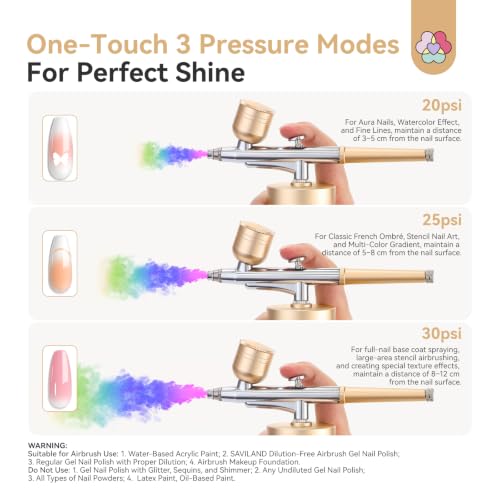 SAVILAND Airbrush for Nails 30PSI LCD Display Nail Airbrush Machine Gold - color: B-Gold