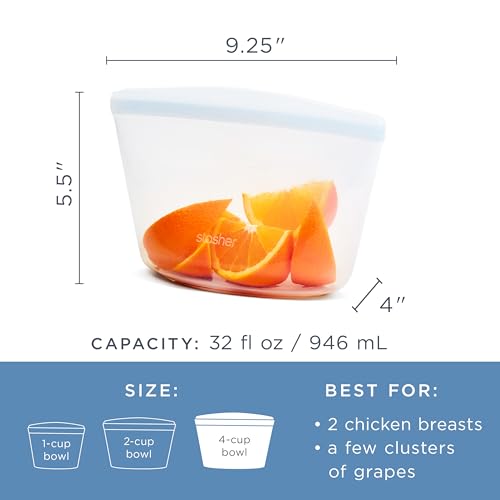 Stasher Premium Reusable Silicone Leak-Free Food Storage Bowl, Clear, 4-Cup - color: Clear, size: 4-Cup