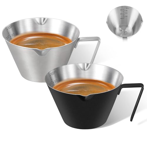 2 Pc Stainless Steel Espresso Shot Cups, 3.4oz/100ml, Silver+Black - color: 07_ Silver 1pc + Black 1pc