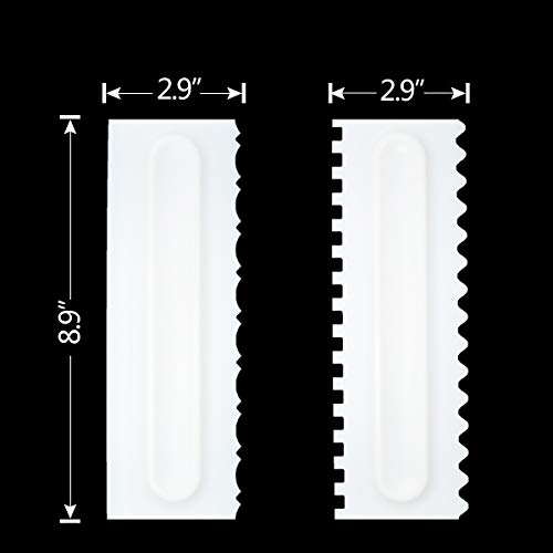 Cake Scraper Set Decorating Comb and Icing Smoother Tool Mousse Butter Cream Cake Edge DIY Tool Plastic Sawtooth Cake Scraper Icing Smoother Comb Set Kitchen Baking Tools Christmas Gift (4 Pack) - color: White