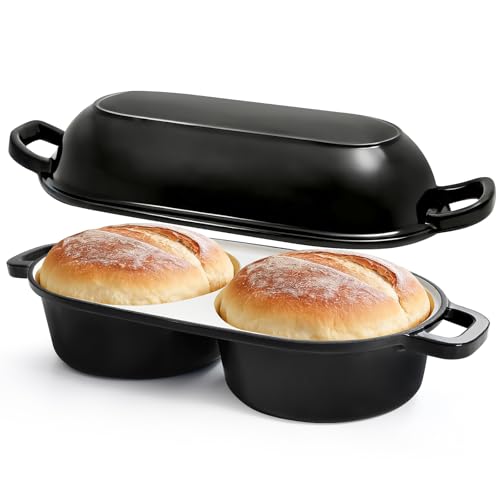 Mini Double Dutch Oven for Sourdough Bread Baking, 2.6QT (Black) - color: Black