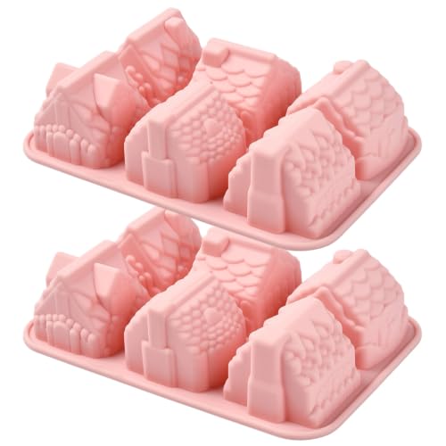 Airssory 2 pcs 3D House Shaped Silicone Fondant Molds Home Moulds for DIY Cake Chocolate Pudding Jelly Candy Resin Crafts Candle Home Decor - color: Shaped Silicone Fondant Molds - 2 pcs