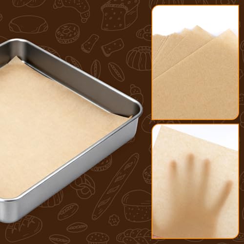 100pcs 8x8 inch Unbleached Parchment Paper Sheets for baking, Squares Precut Brown Non-Stick Baking Parchment Hamburger Patty Paper Liners for Oven, Bread pan, Cakes pans, Air Fryer Liners - size: 8x8inch-100pcs