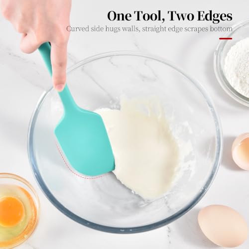 600ºF Heat Resistant Silicone Spatula Spoonula Set of 3, Aqua Sky - color: (1) Aqua Sky, size: 3 Spatulas