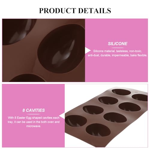 TOYANDONA Silicone Easter Egg Cake Mold – 8-cavity Non-stick Easter Egg Shaped Baking Mold Jelly Baking Mould Ice Cube Tray for Diy Cooking Chocolate, Muffins, And Cakes – Coffee Color - size: 27.00X16.00X2.00CM