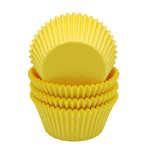 Premium Yellow Greaseproof Cupcake Liners Muffin Paper Baking Cups Standard Size, 100-Count - color: Yellow