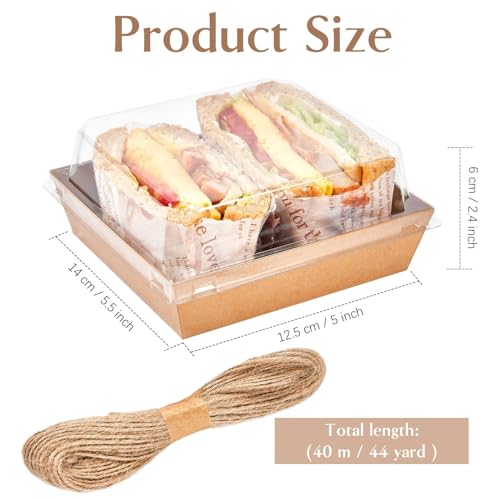 ZORRITA 100 Pack 5 Inch Paper Charcuterie Boxes with Clear Lids, Brown - color: Brown