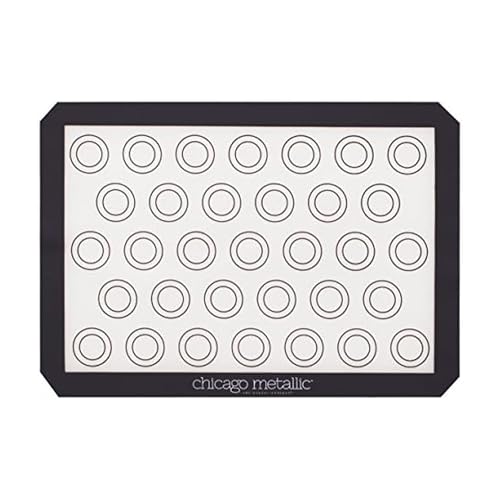 Chicago Metallic Silicone Pastry Mat with Measurements,, Baking Mat with Cookie Marks Gray 16.5x11.5 Inch
