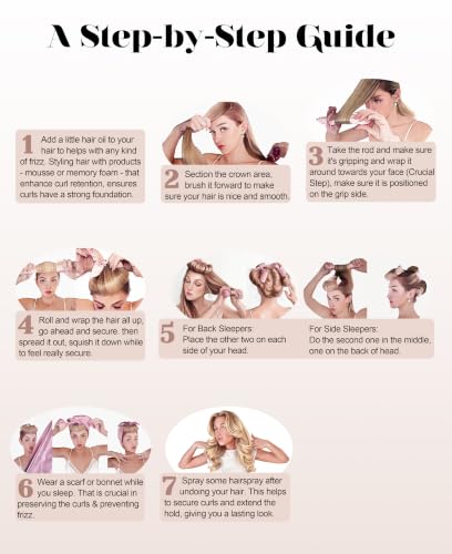 Littles Heatless Curls Overnight Rods Velvet Hair Curler to Sleep in No Heat Heatless Curling Iron Foam Sponge Flexi Rods Hair Rollers for Long Short Hair Care Styling Tools - color: Plum