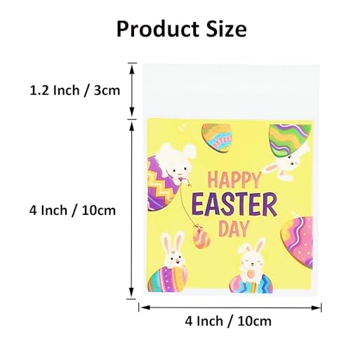Jagrove 100PCS Cellophane Bags 4X4 Inch Clear Self Sealing Goodie Candy Cookie Snack Treat Bags for Easter Party Supplies Bakery - color: Bunny Print B, size: 100 Count (Pack of 1)