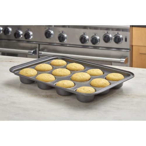 Nifty Solutions Cake Pan & Muffin Pan with Lid, 2 Piece Baking Pans Set - 9 x 13 Cake Pan & 12-Cup Muffin Pan, Non-Stick Pans, Kitchen Bakeware, Dishwasher Safe - style: Baking Pan with Lid