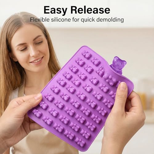 5Pcs Gummy Candy Molds - Silicone Gummy Mini Bear Molds with 2Pcs Dropper,Non-stick and Bpa Free for Candy Chocolate Gummies Baking - color: 5pcs Mini Bear Molds