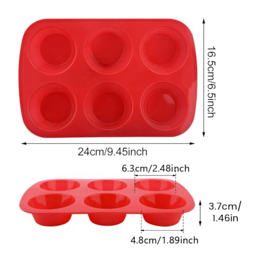 Silicone Muffin Pans,6 Cup Large Silicone Cupcake Pans 2Pack